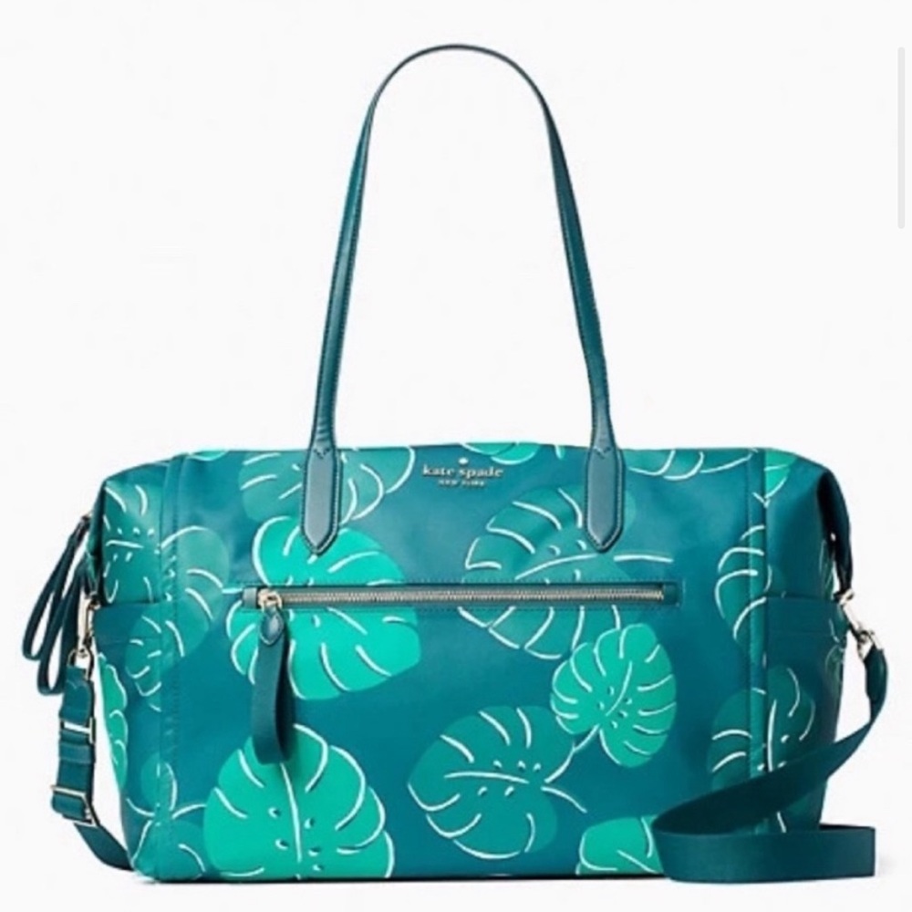 Kate Spade Chelsea Green Monstera Duffel Bag. New Without Tags, only used once.